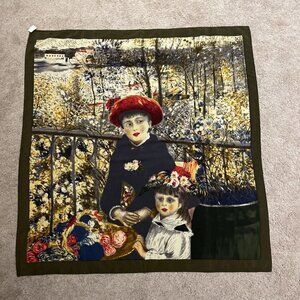 1980s Vintage Square Art Scarf, Two Sisters on the Terrace by Pierre-Auguste Ren